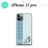 iPhone11Pro iPhone11 Pro スマホケース ハードケース チェック ボーダー 青 +アルファベット メンズ レディース nk-i11p-1604i