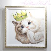 オイル ペイント アート キングキャット Sサイズ OP-07010 OIL PAINT ART ギフト アート おしゃれ 北欧 インテリア お部屋
