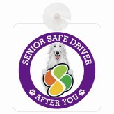 カーサイン 高齢者マーク SENIOR SAFE DRIVER ボルゾイ 車内用 吸盤タイプ 収れん火災防止タイプ 肉球 日本製 車 ステッカー