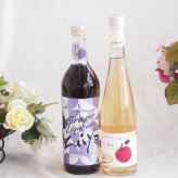 みずみずしくジューシーな風味の葡萄酒と国産ワインセット(青森弘前産りんご使用 シードルワインやや甘口(京都府)500ml瑞鷹葡萄の酒10度(熊本県)720ml