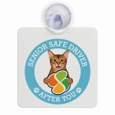 カーサイン 高齢者マーク SENIOR SAFE DRIVER アビシニアン 車内用 吸盤タイプ 収れん火災防止タイプ 肉球 日本製 車 ステッカー