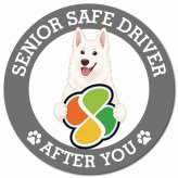 カーサイン 高齢者マーク SENIOR SAFE DRIVER ホワイトスイスシェパード マグネット 強力 直径13cm 肉球 日本製 車 ステッカー