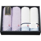 瀬戸内テーラー あかつき フェイスタオル4枚セット [26-0142-086] TA5004PU 今治タオル 紫 パープル 吸水 速乾 ふっくら 柔らか 家庭用 自宅用 ギフト 贈り物 内祝い お返し 御祝い プレゼント