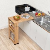 バタフライテーブル 幅70cm×高さ82cmタイプ バタフライテーブル 幅70cm 奥行き42cm 高さ82cm キャスター付き 拡張テーブル スリムラック オープンラック 棚 ラック キッチン収納 調味料ラック 補助テーブル ナチュラル シンプル 北欧 レトロ