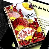 ZIPPO 和柄 扇子 ジッポ ライター シルバー レッド 和風 センス 赤 日本 美しい おしゃれ 華やか レディース メンズ ギフト プレゼント