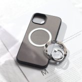 iphone15 ケース レザー リング付き iphone15Pro iphone15Plus iphone15ProMAX 本革 マグセーフ対応 magsafe 15 15pro 15plus 15promax アイフォン15 アイフォン15promax スマホリング リング ホルダー スタンド ヒョウ柄 レオパード柄 15プロ レディース グレー 送料無料