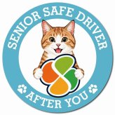 カーサイン 高齢者マーク SENIOR SAFE DRIVER 茶白 マグネット 強力 直径13cm 肉球 日本製 車 ステッカー