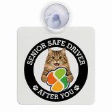 カーサイン 高齢者マーク SENIOR SAFE DRIVER サイベリアン 車内用 吸盤タイプ 収れん火災防止タイプ 肉球 日本製 車 ステッカー