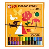 サクラ クレパス 太巻24色 LP24R 紙箱入り ゴムひも付き お絵描き 図画工作 描画材 入学準備 小学校 幼稚園 安全性 (ISO8124-3)に適合 #82388　CRAY-PAS オイルパステル 日本製