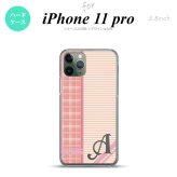 iPhone11Pro iPhone11 Pro スマホケース ハードケース チェック ボーダー ピンク +アルファベット メンズ レディース nk-i11p-1605i