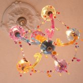 照明 ライト ャンデリア LED電球 白熱電球 引っ掛けシーリング付き LED 付・ヴェネチアン マルチ お手軽取付シャンデリア・5灯 おしゃれ 可愛い 姫系 軽量 簡単取付 LED電球付き アンティーク ラ 新築祝い 引越し祝い
