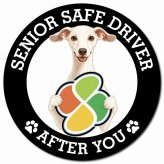 カーサイン 高齢者マーク SENIOR SAFE DRIVER イタリアングレーハウンド マグネット 強力 直径13cm 肉球 日本製 車 ステッカー
