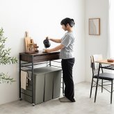 食器棚 ゴミ箱収納付き レンジ台 ゴミ箱上ラック 電子レンジラック キッチン収納 レンジボード 引き出し スライドトレー スライドテーブル カウンター コンセント付き 2口 ゴミ箱収納 スチールラック オーブントースター：