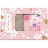 【直送】さくら ガーゼパイルハンカチ マイクロファイバークロス [26-0546-101] ６２８０１ 2点セット サクラ柄 極細繊維 吸水性 速乾性 汚れ落ち タオルハンカチ プチギフト プレゼント ギフト 退職 お返し 内祝い 粗品 記念品