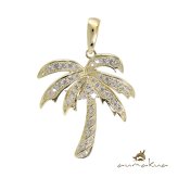 ハワイアンジュエリー シルバー ペンダントトップ ヤシの木 シルバー925 ネックレス チェーン別売 ジルコニア イエローコーティング aumakua メール便 メンズ レディース 誕生日 プレゼント ハロウィン 【品番：461-11-02】
