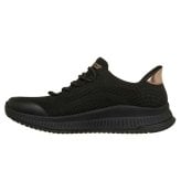 スケッチャーズ スリップインズ スリッポン スニーカー レディース 靴 ボブス ゴム紐 ノーマル幅 SKECHERS Slip-ins BOBS Squad 4 117743 ハンズフリー 立ったまま履ける 手を使わずに履ける ブラック 黒
