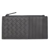 ボッテガヴェネタ BOTTEGA VENETA コインケース 小銭入れ カードケース フラグメントケース イントレチャート メンズ グレー 本革 レザー 薄型 ミニ財布 ファスナー 566430 V47W1 1428 カード5枚