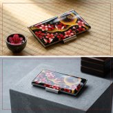 名刺入れ『芽』和柄 和風 カードケース 夜桜 伝統工芸 職人 手作り 名入れ 記念日 誕生日 ギフト 送料無料 和風 ハンドメイド 立体彩色 螺鈿風 20代 40代 50代 プレゼント お祝い 還暦 退職 卒業