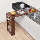 バタフライテーブル 幅70cm×高さ82cmタイプ バタフライテーブル 幅70cm 奥行き42cm 高さ82cm キャスター付き 拡張テーブル スリムラック オープンラック 棚 ラック キッチン収納 調味料ラック 補助テーブル ナチュラル シンプル 北欧 レトロ