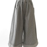 【NARU ナル】コットン ヒッコリー ノッポ バギー パンツ(674800)レディース 春 夏 ゆったり フレア ストライプ 体型カバー デニム ワイド ナチュラル 服 新作 シンプル おしゃれ コーディネート 人気 60代 50代 40代 30代