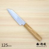 ステンレス切付ペティナイフ　125mm 銀三 梨地仕上げ オリーブ八角柄 日本製 徳蔵刃物 【TOKUZO KNIVES】 JAPAN Kitchen Knives 包丁 切れ味 家庭用 万能 錆に強い 両刃 プレゼント ギフト 贈り物 一生モノ