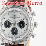【送料無料】（お取り寄せ）腕時計 メンズ Salvatore Marra サルバトーレマーラ クロノグラフ 10気圧防水 レザーベルト SM23104-SSWH 本革レザー 高級感 ブランド 人気 シンプル ウォッチ カジュアル フォーマル 誕生日[SM23104-SSWH]