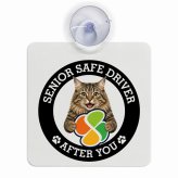 カーサイン 高齢者マーク SENIOR SAFE DRIVER クリリアンボブテイル 車内用 吸盤タイプ 収れん火災防止タイプ 肉球 日本製 車 ステッカー