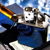 ZIPPO アーマー ブルーチタンウェーブ ジッポ ライター チタン加工 彫刻 両面加工 青 かっこいい 重厚 おしゃれ 高級 メンズ ギフト プレゼント