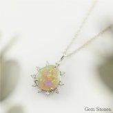 オパール ネックレス 1.205ct ダイヤモンド プラチナ Pt900 ペンダント シンプル エレガント 上品 レディース 宝石 ダイヤ 一粒 一石 ジュエリー 10月 誕生石 プレゼント