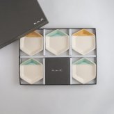 六角豆皿5枚セット / true colors line / ギフトボックス＆熨斗付き / 瀬戸焼 食器・プレート【送料無料（北海道・沖縄を除く）】