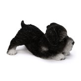 犬の置物 woobia ウービア かまえるシュナウザー 黒白 小 子犬 10cm 手のひらサイズ リアル動物オーナメント イギリス職人手彩色 玄関 デスク インテリア 縁起物 誕生日 お礼 退職祝い 新築祝い お祝い ギフト プレゼント かわいい