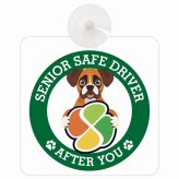 カーサイン 高齢者マーク SENIOR SAFE DRIVER ボクサー 車内用 吸盤タイプ 収れん火災防止タイプ 肉球 日本製 車 ステッカー