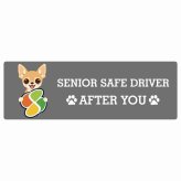 カーサイン 高齢者マーク SENIOR SAFE DRIVER チワワ ステッカー シール 長方形 15x5cm 肉球 日本製 車