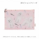 日本製 犬柄 プリント メッシュ フラットポーチ 小物入れ 化粧ポーチ コスメポーチ バッグインポーチ 犬グッズ アーンジョー ネコポス便発送