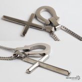 ステンレス 馬蹄ネックレス クロスネックレス ペンダント ホースシュー メタル ダブル喜平 細身 シンプル ゴールド シルバー 十字架 お洒落 かっこいい メンズ 男性 金属アレルギー対応
