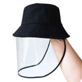 ファッション ハット 帽子 ブラック（black） 透明フェイスカバー付 取り外し可能 ２WAY オシャレなデザイン  頭囲：58cm　高さ：8cm お出かけ、散歩、ウォーキング、花粉症対策 飛沫防止 透明カバーが視界を妨げず 庭いじり、草むしりなどの作業 使い分け 贈り物にも