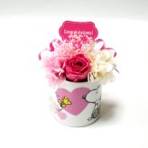 【公式ライセンス商品】スヌーピーハートミニカップピンク（Thank you・Happy Birthday・Congratulations) / プリザーブドフラワー 花 お花 フラワー フラワーギフト キャラ スヌーピー かわいい 雑貨 インテリア プレゼント ギフト 母の日 誕生日 記念日 お祝い
