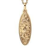 金属アレルギー対応 ネックレス ハワイアンジュエリー 純チタン ゴールドカラー ネックレス 刻印無料 誕生石 オーバル Lサイズ チェーン 長さ選べる イオンプレーティング メンズ レディース プレゼント ハロウィン 【品番：CG-TIP404L-Y】