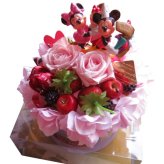クリスマスプレゼント ミッキー ミニー 花束風 フラワーケーキ プリザーブドフラワー入り ケース付き ノーマル ミッキーマウス ミニー ◆誕生日プレゼント・記念日の贈り物におすすめのフラワーギフト