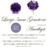 つけっぱなし ピアス プラチナ 900 アメジスト 5mm 天然石 誕生石 日本製 【品質保証書つき】 セカンドピアス メンズ レディース 1個ずつバラ売り プレゼント