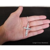 ハワイアンジュエリー ネックレス シルバー ネックレス 刻印 無料 誕生石入れ可 ラージクロス縦42mm×横29mm ロング シルバー925 ギフトラッピング可能 チェーン 長さ選べる メンズ レディース プレゼント ハロウィン 【品番：CG-SP2533】