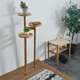 サイドテーブル ステップトレイテーブル チーク 無垢材 フラワースタンド 木製 観葉植物 テーブル トレイ 収納 天然素材 3段 スリム 和モダン アジアン ナチュラル カントリー 玄関 リビング 組立 シンプルな暮らし 普遍的 家具 ディスプレイ 3枚