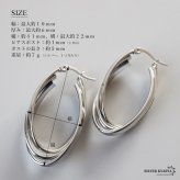 ステンレス 超大ぶりピアス 3連ピアス ツイストピアス フープピアス ゴールド シルバー プチプラ 大きめ 存在感 メタル ワイド 両耳2点 レディース 女性 金属アレルギー対応 イヤリング