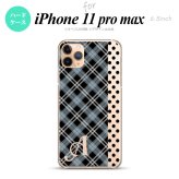 iPhone11ProMax iPhone11pro max スマホケース ハードケース タータン ドット 黒 +アルファベット メンズ レディース nk-i11pm-1535i