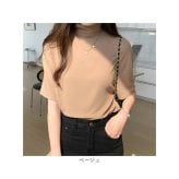 tシャツ 通販 カットソー レディースTシャツ トップス 半袖 ハイネック オフィスカジュアル モックネック 通勤 通学 女性 レディース ゆったり ゆるT 無地 ストレッチ 大きいサイズ カジュアル シンプル プルオーバー インナー
