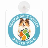 カーサイン 高齢者マーク SENIOR SAFE DRIVER ラフコリー 車内用 吸盤タイプ 収れん火災防止タイプ 肉球 日本製 車 ステッカー
