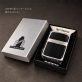 ZIPPO ライター ジッポ 1941 復刻 レプリカ シルバー＆ブラック 黒銀 スタンダード 両面加工 かっこいい おしゃれ シンプル 丸角 メンズ ギフト