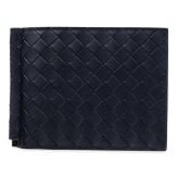 選べる2色 ボッテガヴェネタ 二つ折り財布 メンズ マネークリップ イントレチャート BOTTEGA VENETA 小銭入れなし カード入れ6枚 本革 レザー エスプレッソ ネイビー 薄型 123180 V47W1
