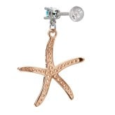 ハワイアンジュエリー ピアス スターフィッシュ ヒトデ ピアス 誕生石選べる シルバー925 ピンクコーティング キャッチ シンプル 20G ゲージ BY THE SEA バイザシー メンズ レディース 誕生日 プレゼント ハロウィン 【品番：SE209】