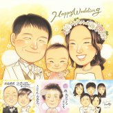 結婚式のプレゼントに、似顔絵で思い出を形にしませんか。下書き確認ができるので、安心して贈れます。 似顔絵 結婚式 ギフト 手描き 贈り物 名入れ プレゼント 結婚式 ウェディング 婚礼 記念 ブライダル 両親 新婦 カップル 新郎 名入れ 修正無料 下書き確認 サプライズ かわいい 実績多数 宝物 結婚式 思い出 一生もの ウェディング 引っ越し 大人数 贈答品 白寿祝い お祝いの品 感謝 記念日